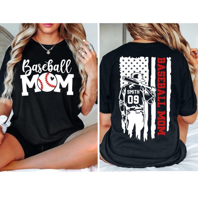 Custom Baseball Mom Shirt – Personalized Name & Number Tee
