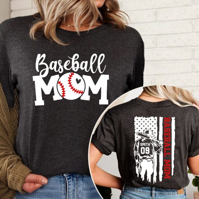 Custom Baseball Mom Shirt – Personalized Name & Number Tee
