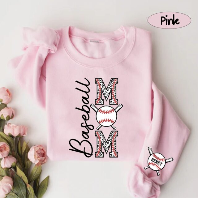 Personalized Baseball Mama Sweatshirt – Custom Name & Number Baseball Shirt