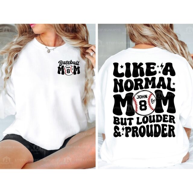 Custom Baseball Mom Shirt – Personalized Name & Number Sports Tee