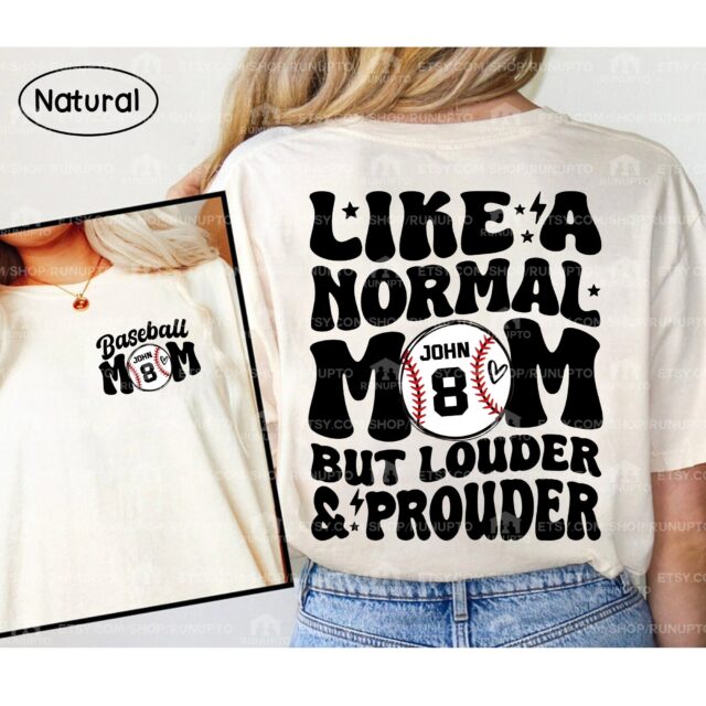 Custom Baseball Mom Shirt – Personalized Name & Number Sports Tee