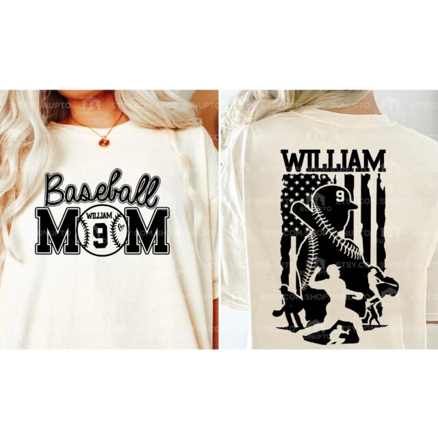 Personalized Baseball Mom Shirt – Custom Name & Number Sports Tee