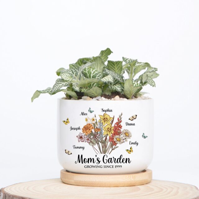 Custom Grandma’s Garden Plant Pot – Birth Month Flowers Mom Gift