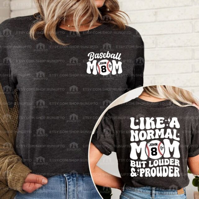 Custom Baseball Mom Shirt – Personalized Name & Number Sports Tee