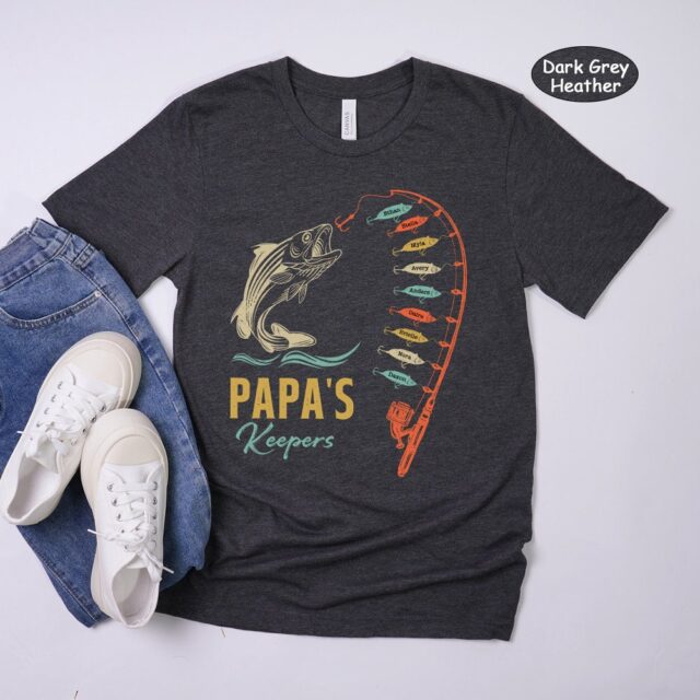 Personalized Reel Cool Papa Shirt – Custom Grandpa Fishing Shirt with Kids’ Names