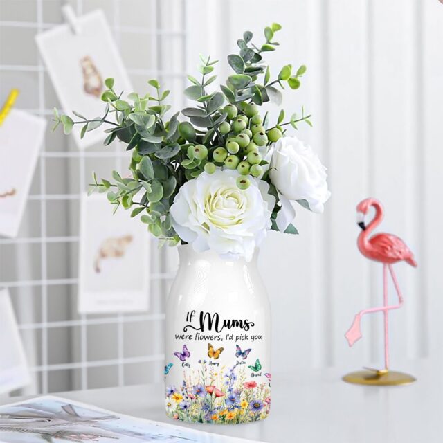 Personalized Wildflower Vase – “If … Were Flowers, We’d Pick You” Custom Grandma Gift