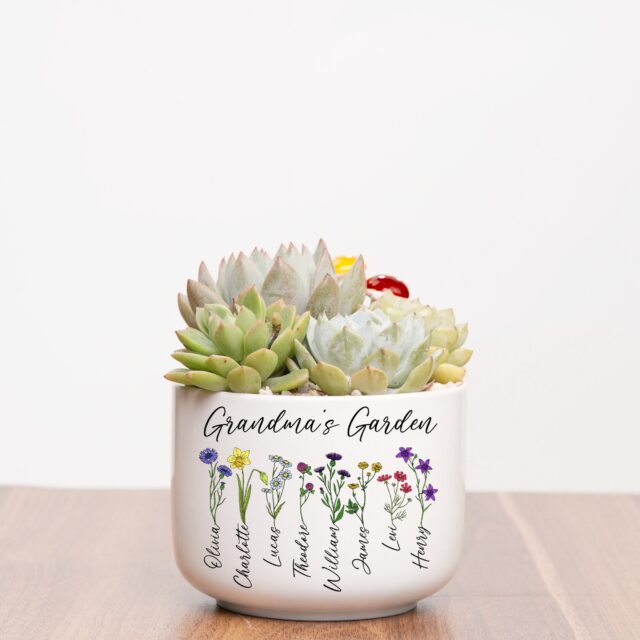 Custom Birth Month Flowers Grandma Plant Pot – Personalized Grandma’s Garden Gift