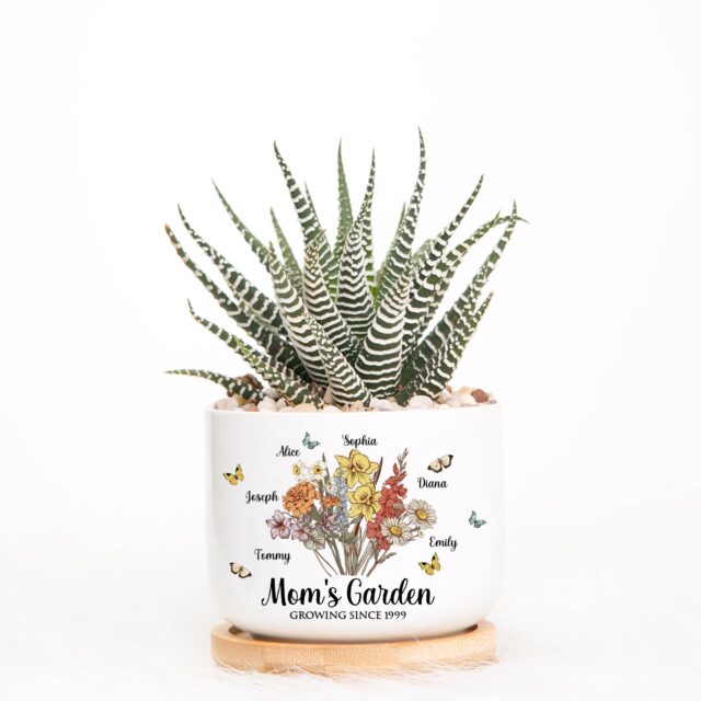 Custom Grandma’s Garden Plant Pot – Birth Month Flowers Mom Gift