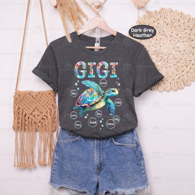 Personalized Grandma Turtle Shirt – Custom Gift with Kids’ Names for Mother’s Day