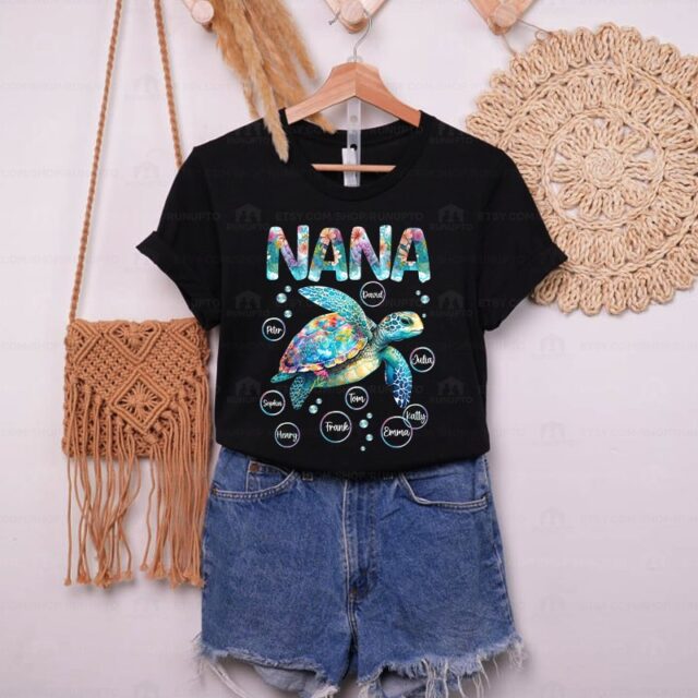 Personalized Grandma Turtle Shirt – Custom Gift with Kids’ Names for Mother’s Day