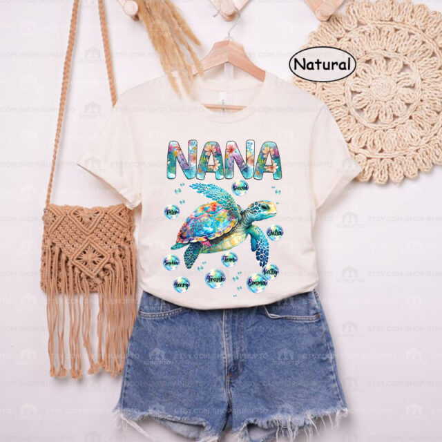 Personalized Grandma Turtle Shirt – Custom Gift with Kids’ Names for Mother’s Day