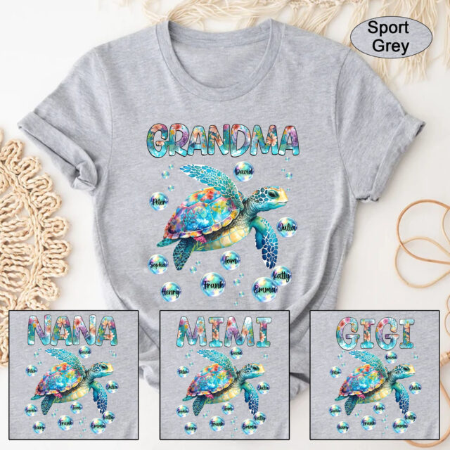 Personalized Grandma Turtle Shirt – Custom Gift with Kids’ Names for Mother’s Day