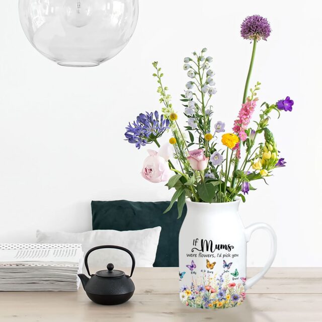 Personalized Wildflower Vase – “If … Were Flowers, We’d Pick You” Custom Grandma Gift