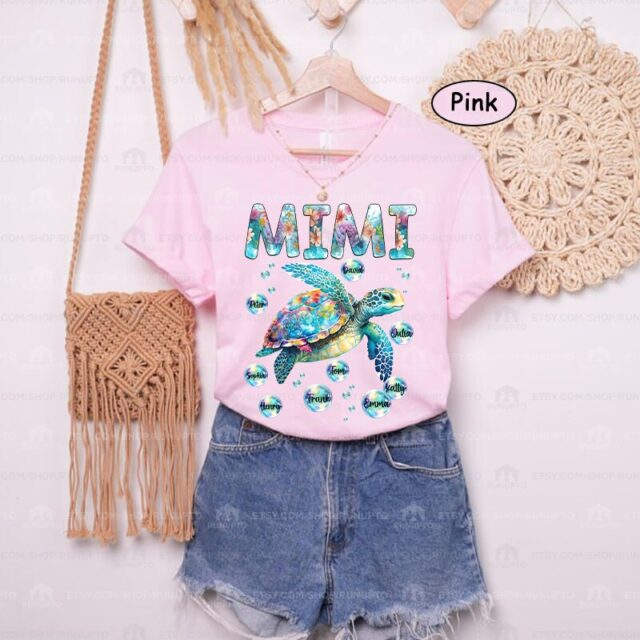 Personalized Grandma Turtle Shirt – Custom Gift with Kids’ Names for Mother’s Day