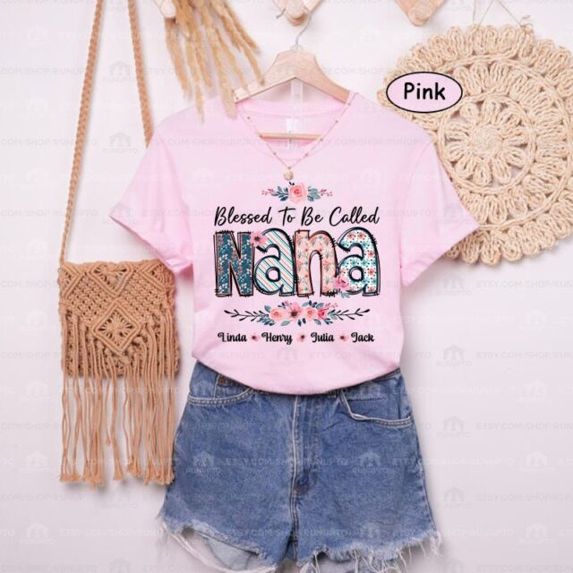 Personalized Grandma Shirt – Blessed to Be Called Nana with Kids’ Names