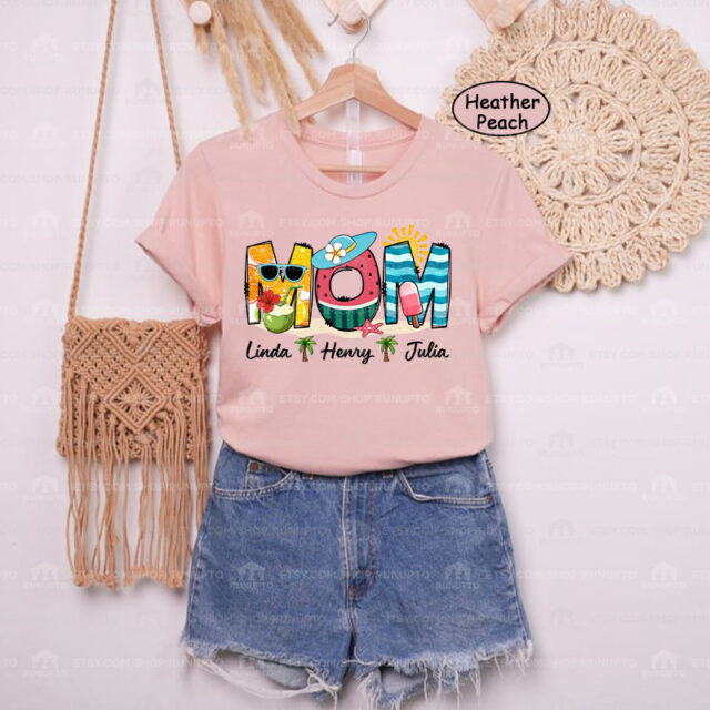 Personalized Grandma Summer Shirt – Custom Mimi & Nana Shirt with Grandkid Names