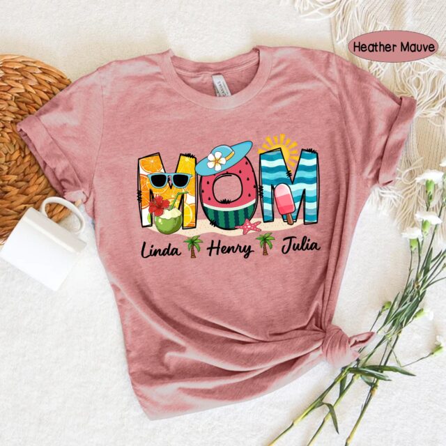 Personalized Grandma Summer Shirt – Custom Mimi & Nana Shirt with Grandkid Names