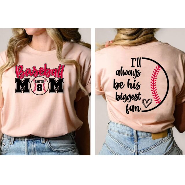 Personalized Baseball Mom Shirt – I’ll Always Be His Biggest Fan