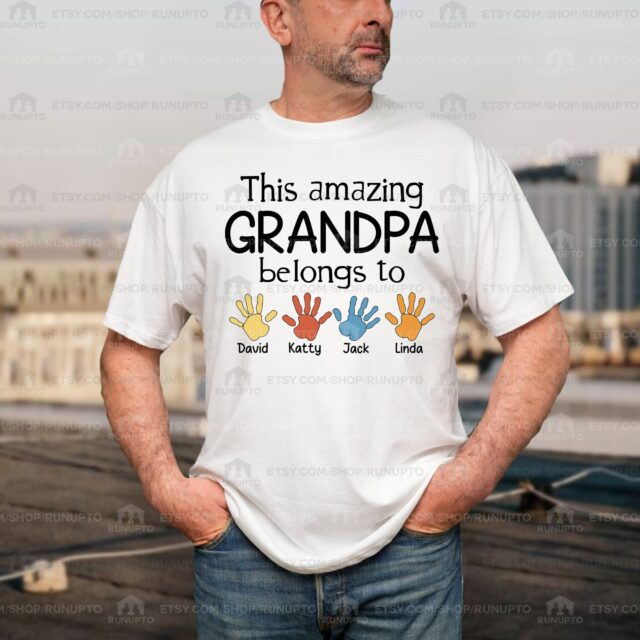 This Amazing Grandpa Belongs To Shirt – Custom Papa Shirt with Grandkids’ Names