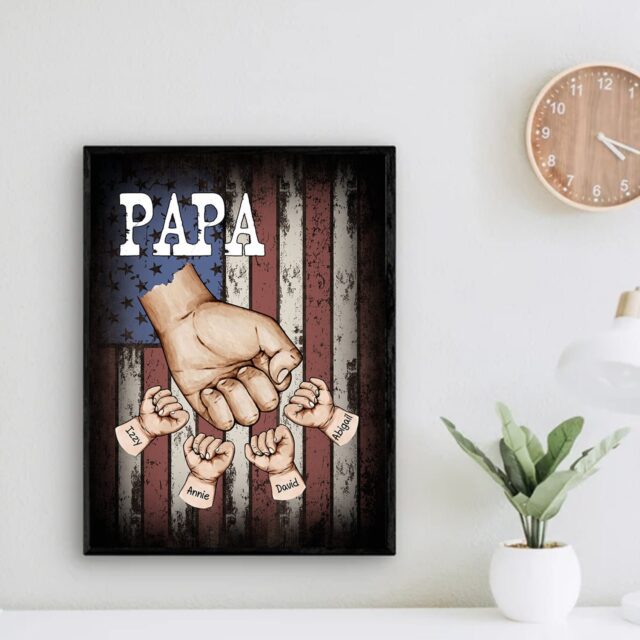 Custom Dad Fist Bump Poster – Personalized Grandpa Wall Art for Father’s Day