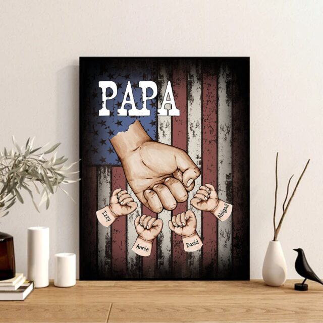 Custom Dad Fist Bump Poster – Personalized Grandpa Wall Art for Father’s Day