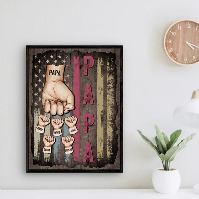 Custom Papa Fist Bump Poster – Personalized Grandpa Wall Art for Father’s Day