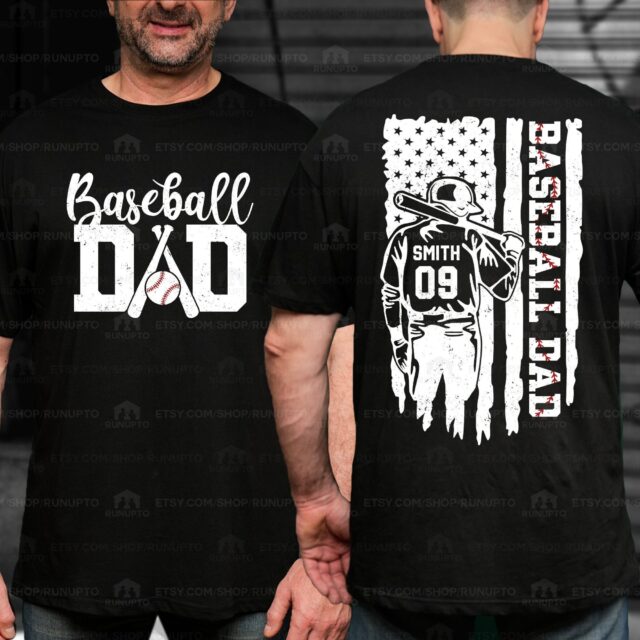 Personalized Baseball Dad Shirt – Custom Name & Number Father’s Day Gift
