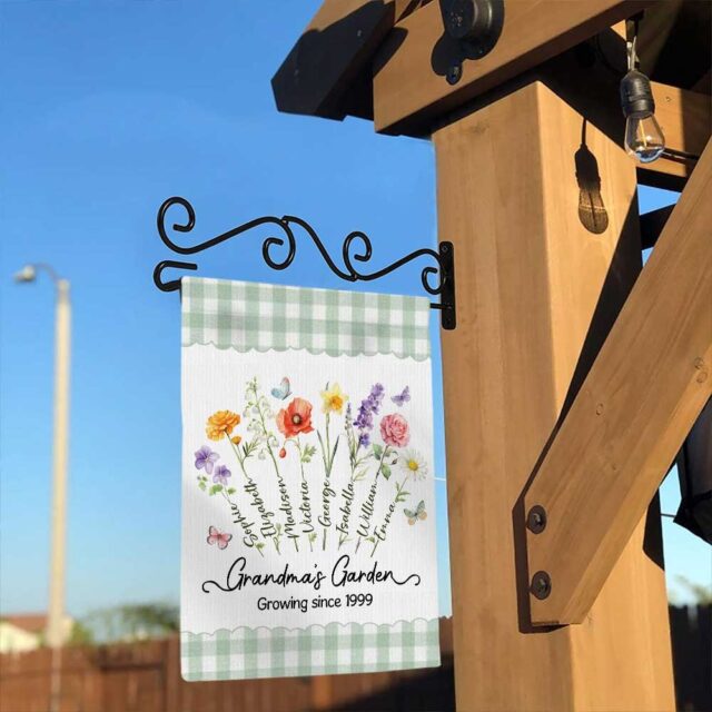 Grandmas Garden Flag Custom Birth Month Flower Flag with Names