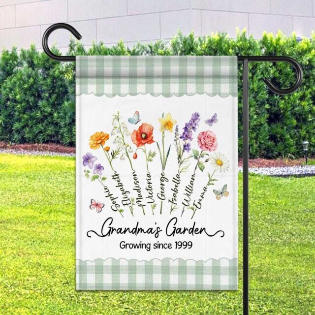 Grandmas Garden Flag Custom Birth Month Flower Flag with Names