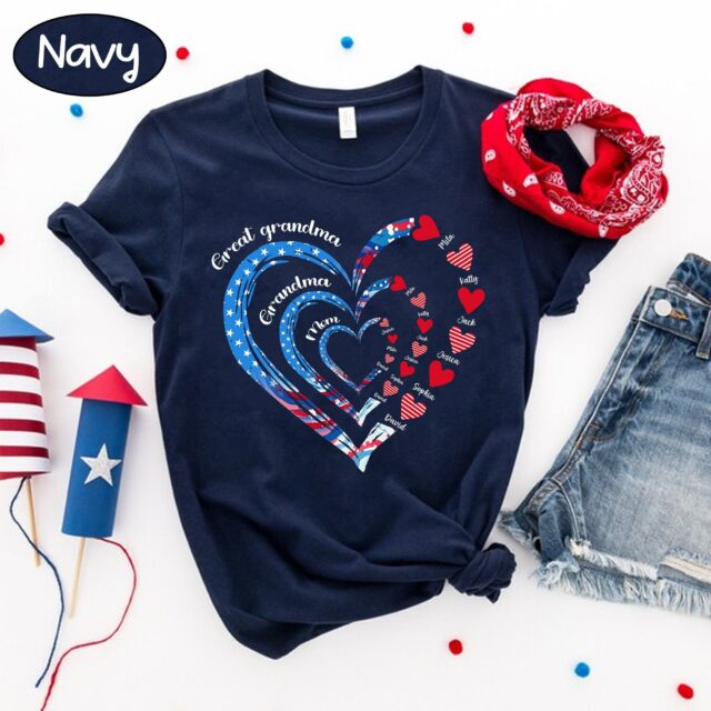 4th of July Great Grandma Shirt – Custom Patriotic Shirt with Grandkid Names