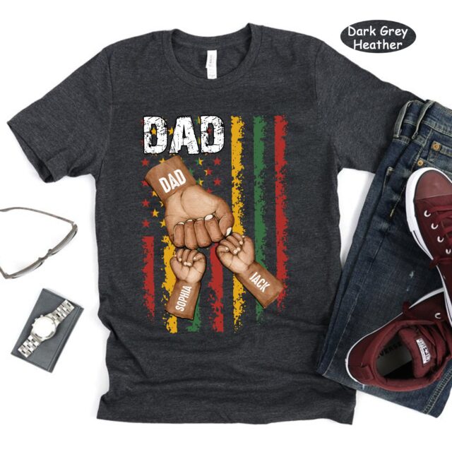 Black Father Shirt – Dope Black Dad & Best Dad Ever Shirt with Grandchild Names