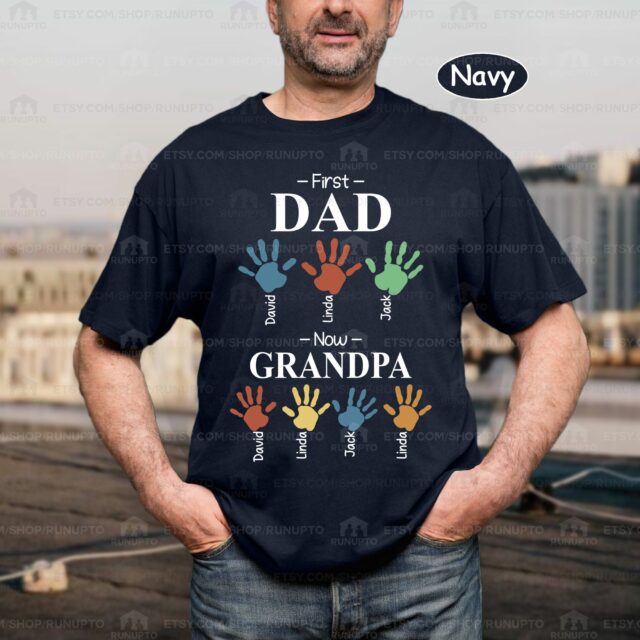 Dad Est Grandpa Est Shirt – Personalized Grandpa Shirt with Custom Grandchild Names