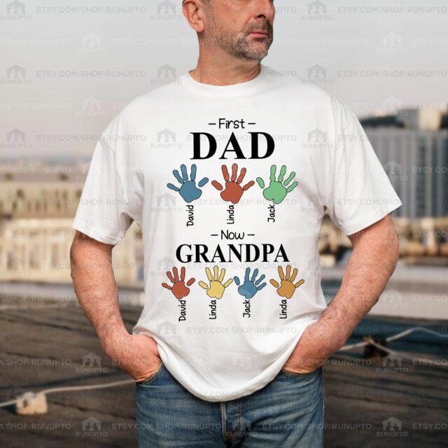 Dad Est Grandpa Est Shirt – Personalized Grandpa Shirt with Custom Grandchild Names