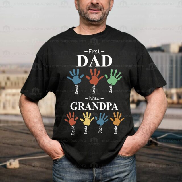 Dad Est Grandpa Est Shirt – Personalized Grandpa Shirt with Custom Grandchild Names