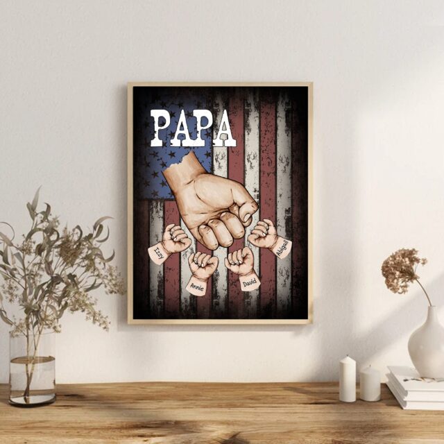Custom Dad Fist Bump Poster – Personalized Grandpa Wall Art for Father’s Day
