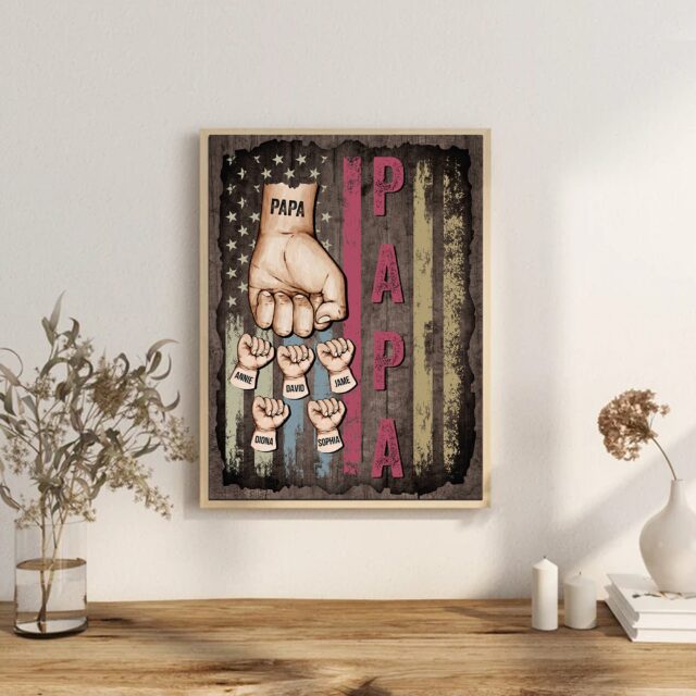 Custom Papa Fist Bump Poster – Personalized Grandpa Wall Art for Father’s Day