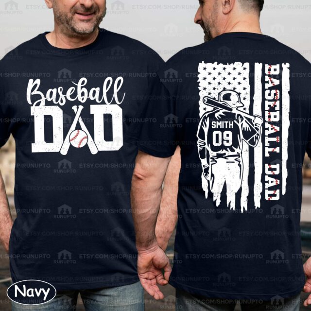 Personalized Baseball Dad Shirt – Custom Name & Number Father’s Day Gift