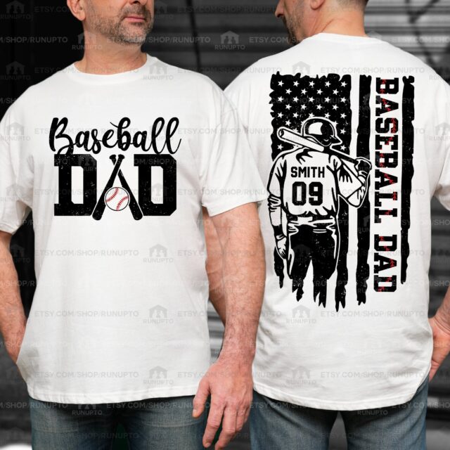 Personalized Baseball Dad Shirt – Custom Name & Number Father’s Day Gift