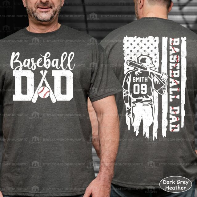 Personalized Baseball Dad Shirt – Custom Name & Number Father’s Day Gift