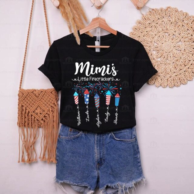 4th of July Grandma Shirt – Custom Nana Shirt with Grandkids, Patriotic Firecracker Design