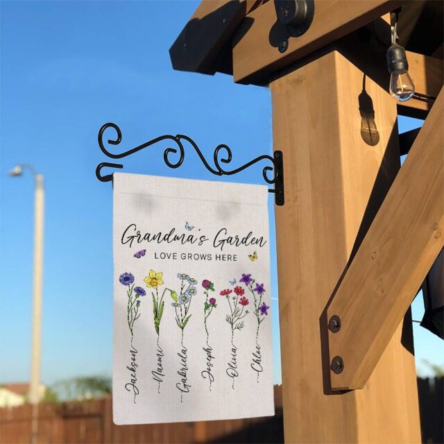 Personalized July 4th Garden Flag – Grandma’s Garden Flag with Birth Month Flowers