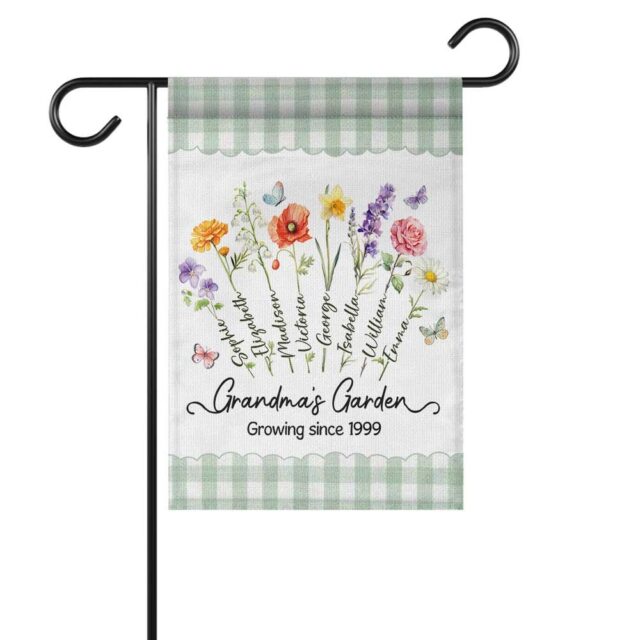 Grandmas Garden Flag Custom Birth Month Flower Flag with Names
