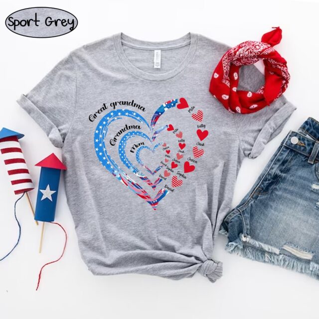 4th of July Great Grandma Shirt – Custom Patriotic Shirt with Grandkid Names