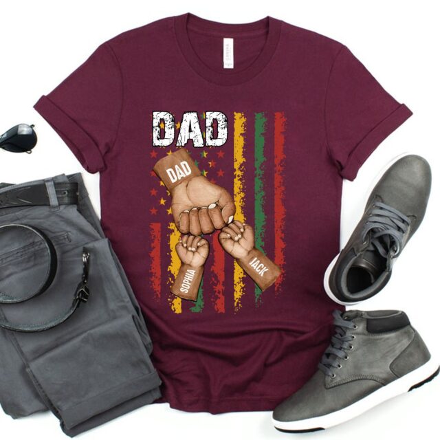 Black Father Shirt – Dope Black Dad & Best Dad Ever Shirt with Grandchild Names