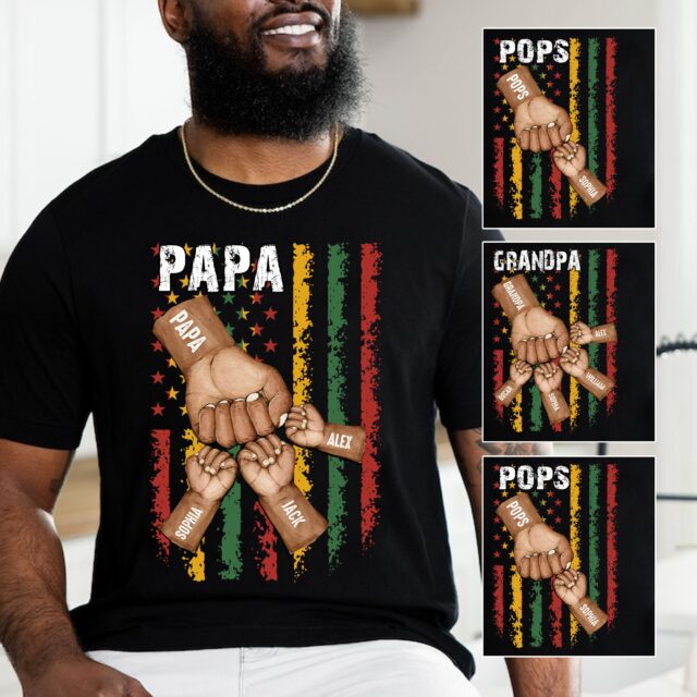 Black Father Shirt – Dope Black Dad & Best Dad Ever Shirt with Grandchild Names