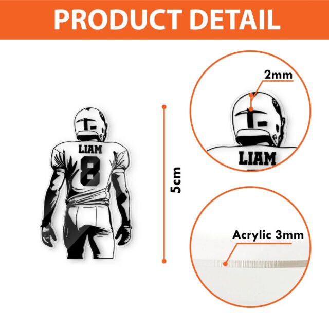 Custom Football Player Keychain American Football Mom Gift