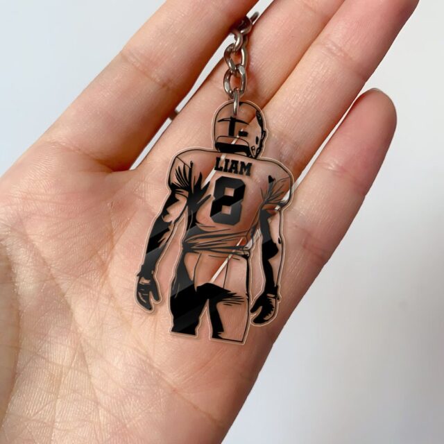 Custom Football Player Keychain American Football Mom Gift