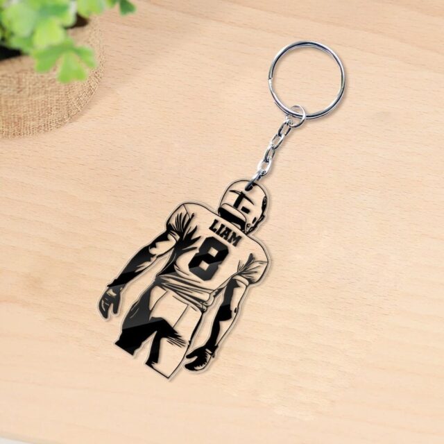 Custom Football Player Keychain American Football Mom Gift