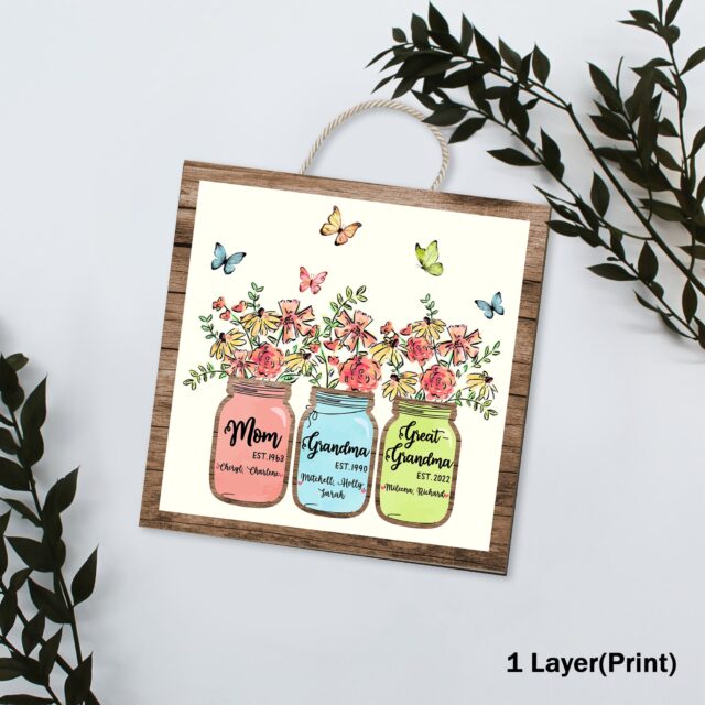 Personalized Great Grandma Wooden Sign – Mother’s Day Gift with Grandkids’ Names