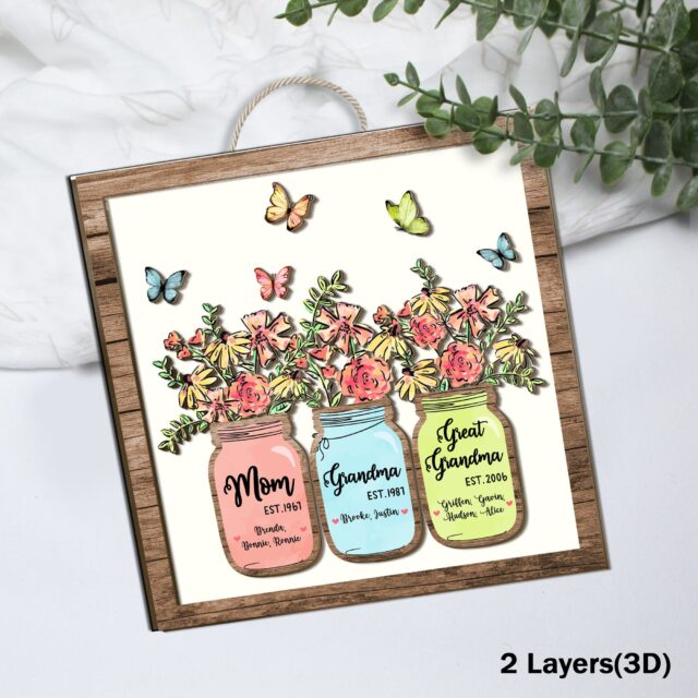 Personalized Great Grandma Wooden Sign – Mother’s Day Gift with Grandkids’ Names